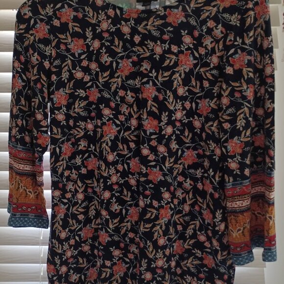J Jill L Wearever Collection Floral Jersey Tunic Top M - Picture 5 of 5